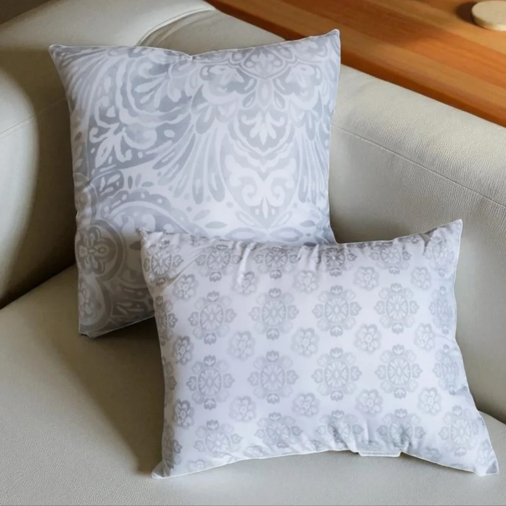 Two Accent Pillows Gray/ White Home Decor